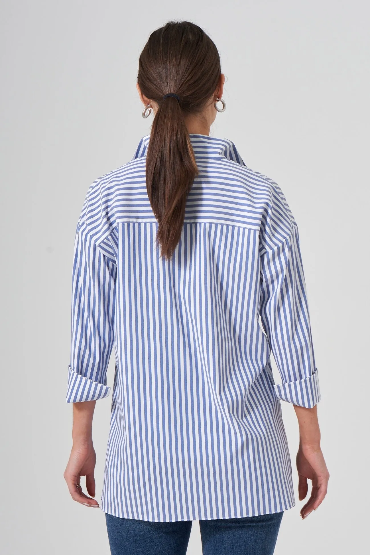 36" Oversized Striped Blouse