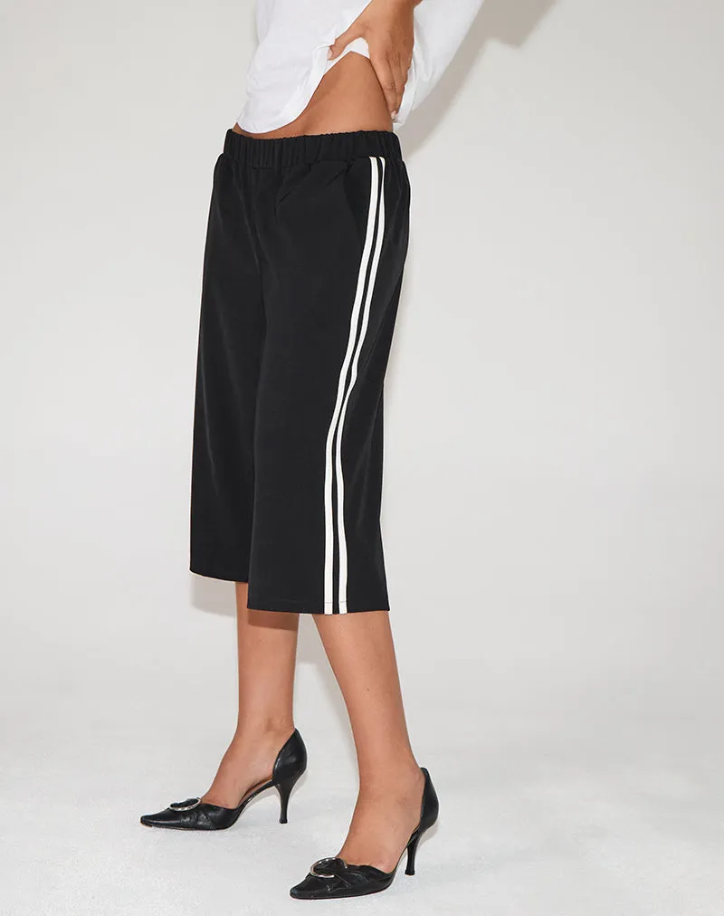 Benno Shorts in Black with White Side Stripe