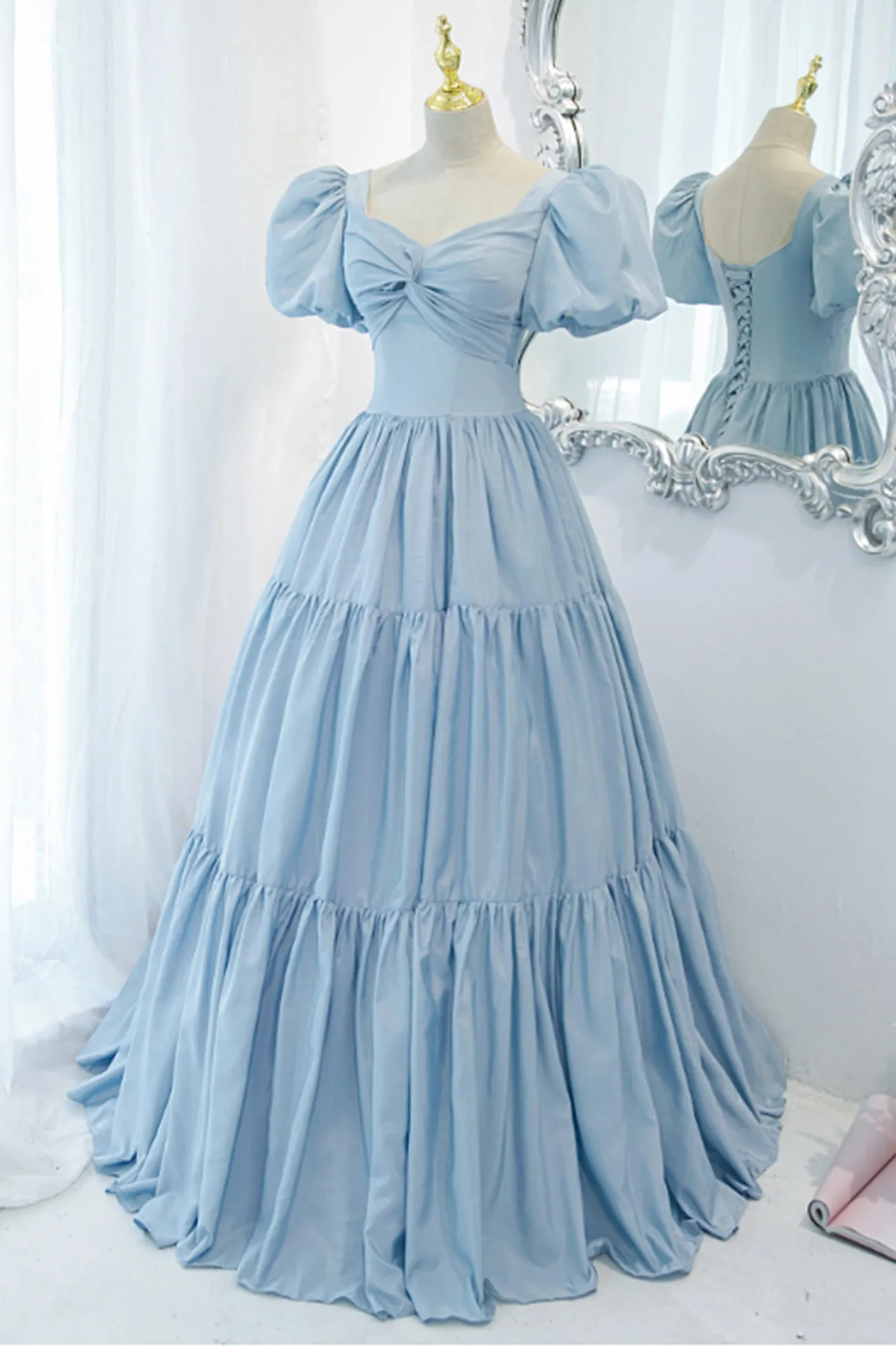 Blue A-Line Long Prom Dress Blue Formal Evening Dress