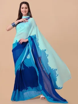 Blue Colourblocked Saree