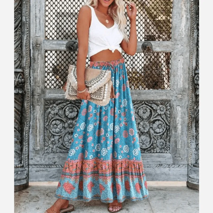 Boho Chic Floral Maxi Skirt