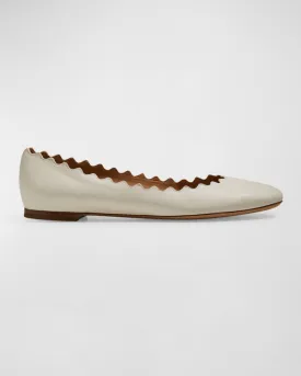 Chloe Lauren Scalloped Leather Ballet Shoes