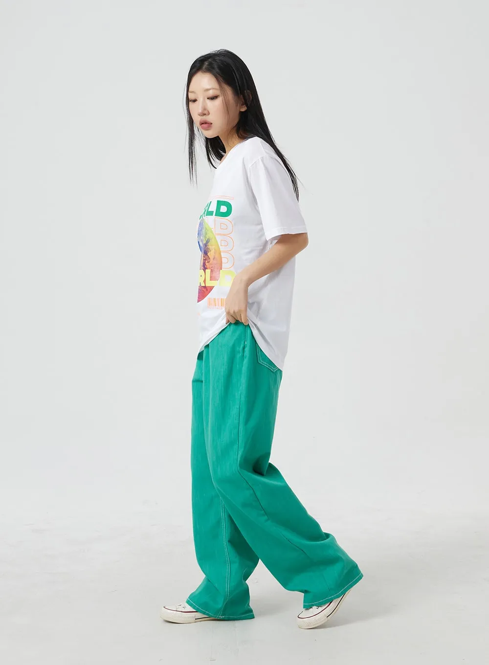 Colorful Wide Leg Cotton Pants BM304