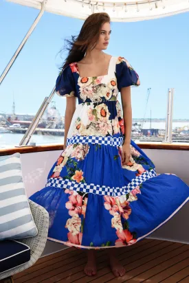 COOPER | SQUARE TIER AND EVERYWHERE DRESS | BLUE WHITE FLORAL