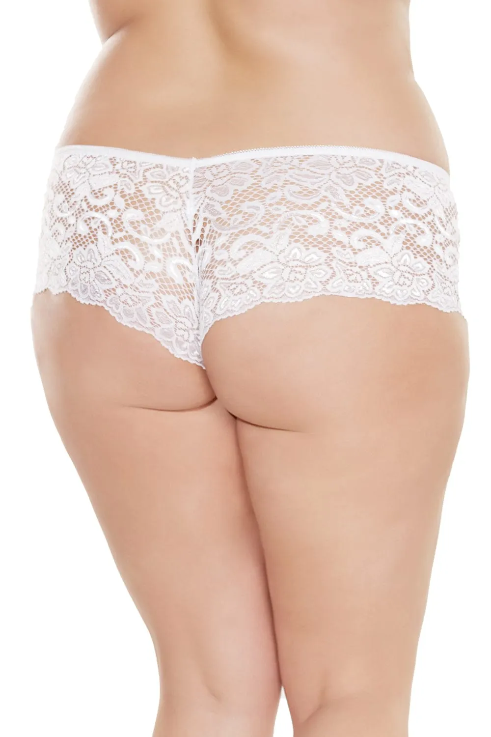 Coquette Low Rise White Lace Booty Short