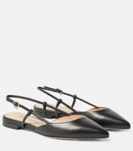 Gianvito Rossi Ascent 05 Leather Slingback Ballet Shoes, Black