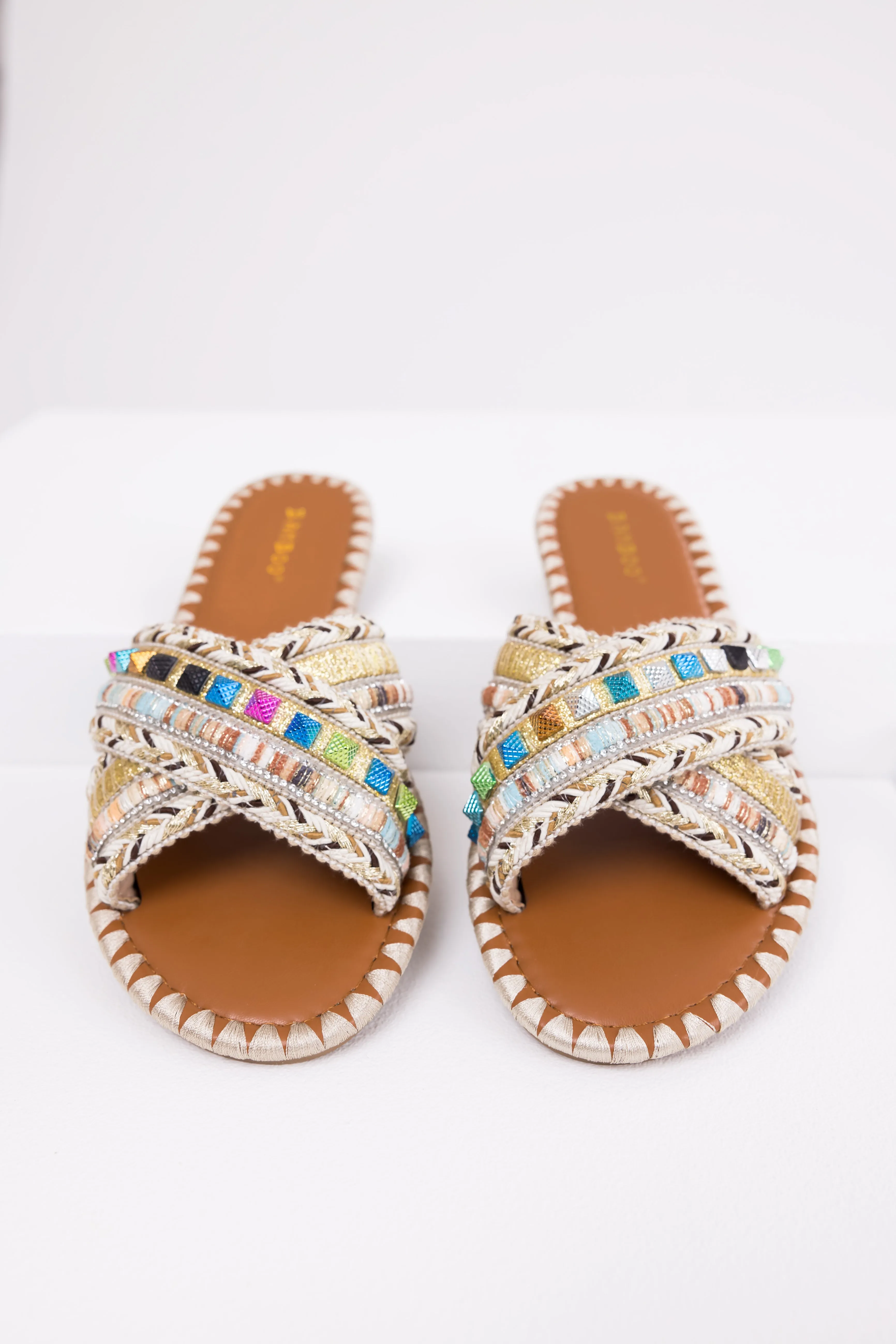 Gold Crisscross Strap Boho Style Sandals