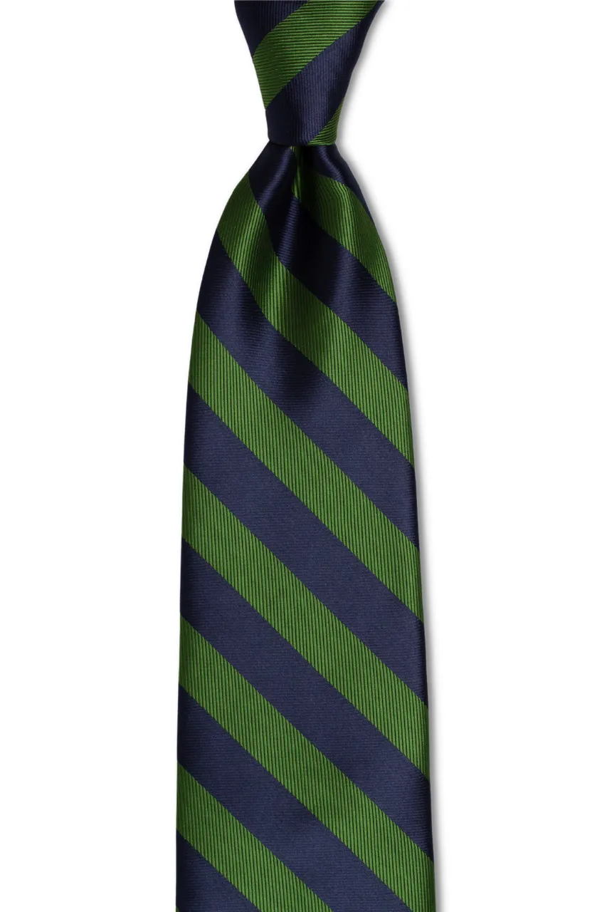 Green Navy Blue Striped Traditional Tie