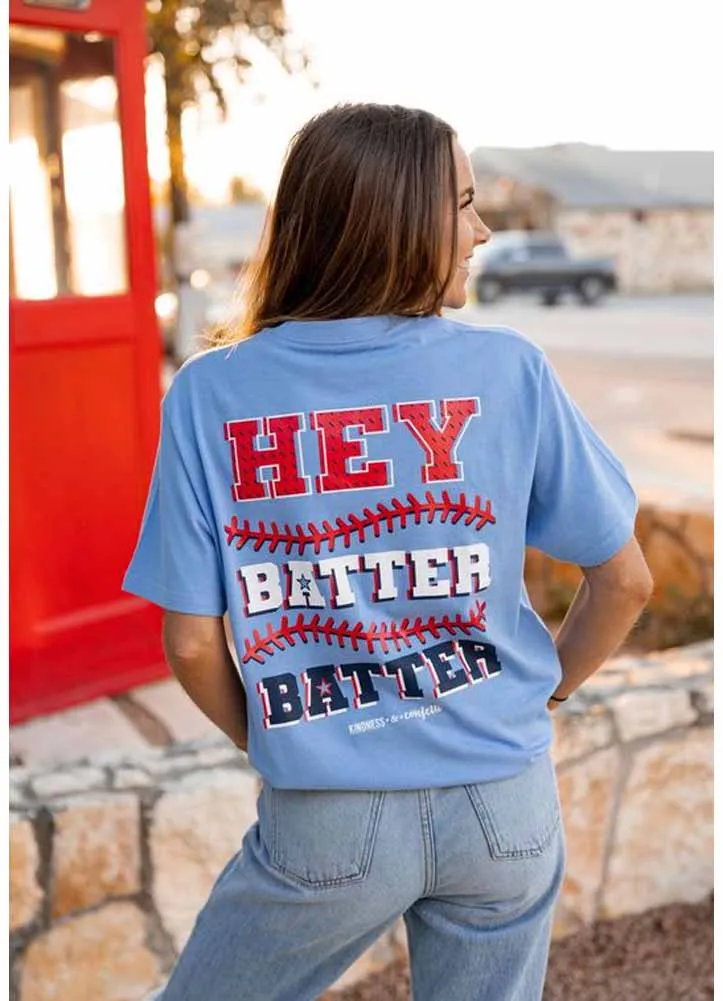 Hey Batter Batter Tee in Sky Blue by K&C