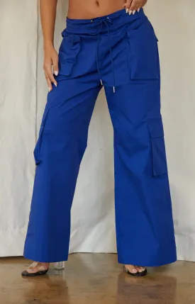 Kenzy Wide Leg Cargo Pant - Blue