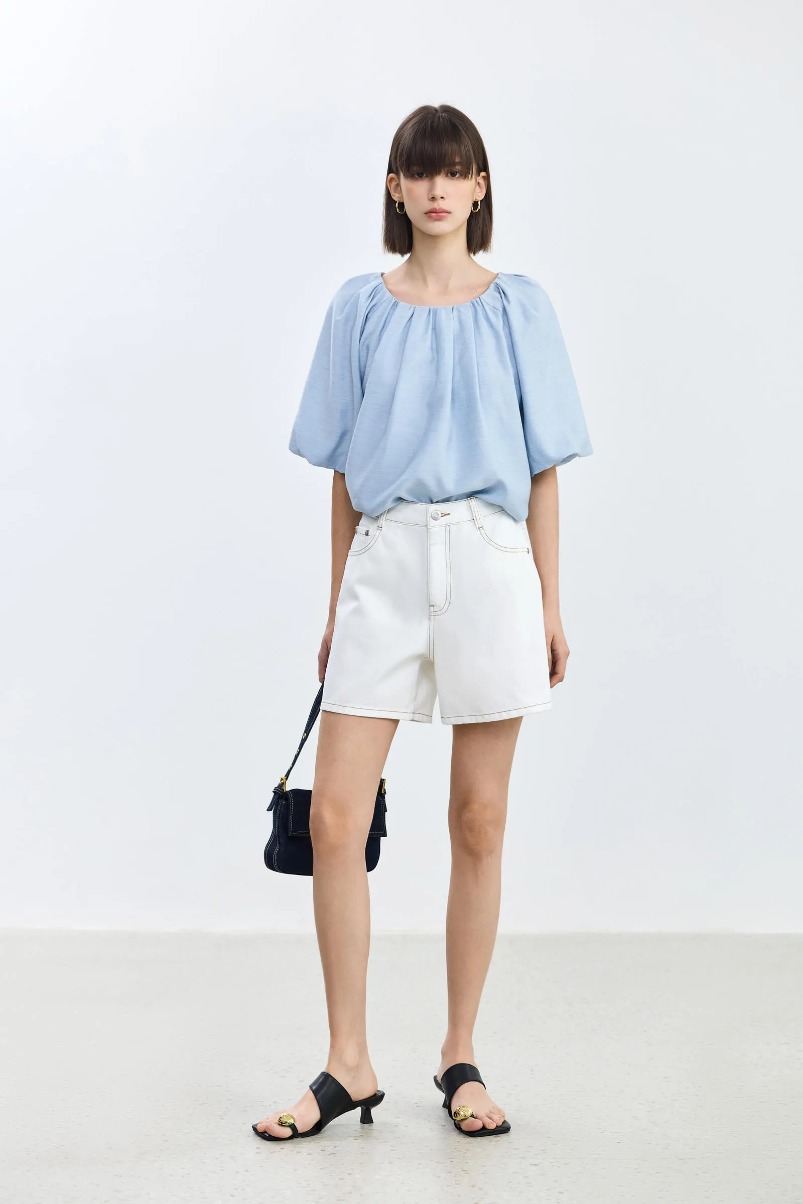 LILY Casual Wide Leg Denim Shorts