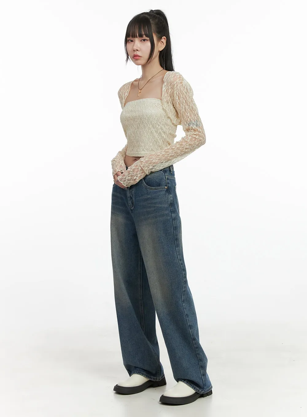 Marine Denim Wide Leg Pants OO401