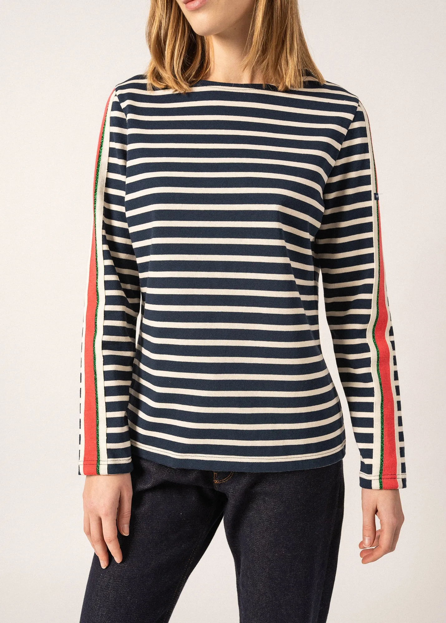 Méridame Classic Breton Shirt - with striped detail on sleeves (MARINE/ECRU/DOLY)