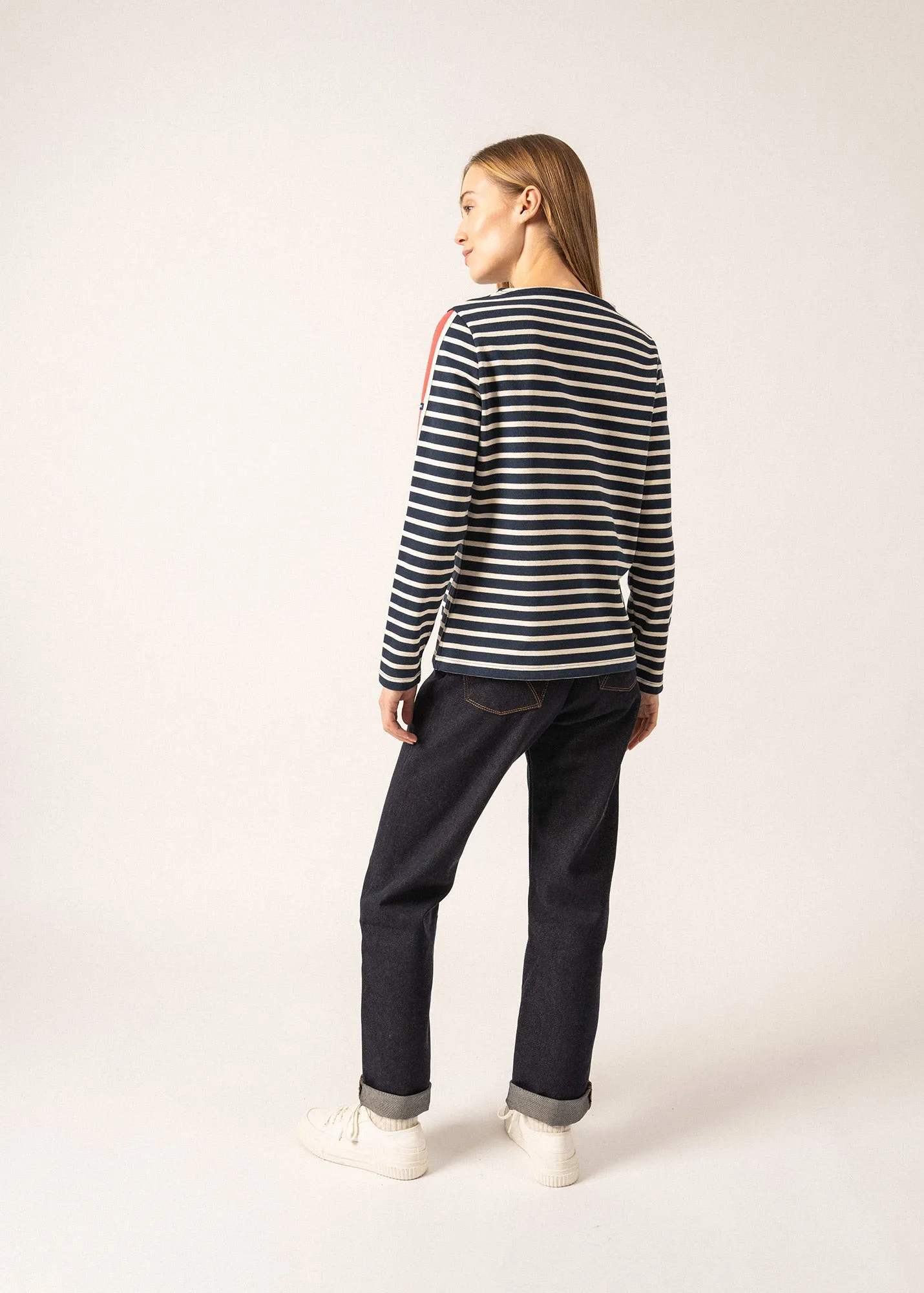 Méridame Classic Breton Shirt - with striped detail on sleeves (MARINE/ECRU/DOLY)