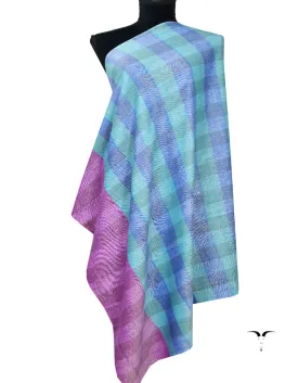 Sky Blue and purple Striped Pashmina Shawl 7216