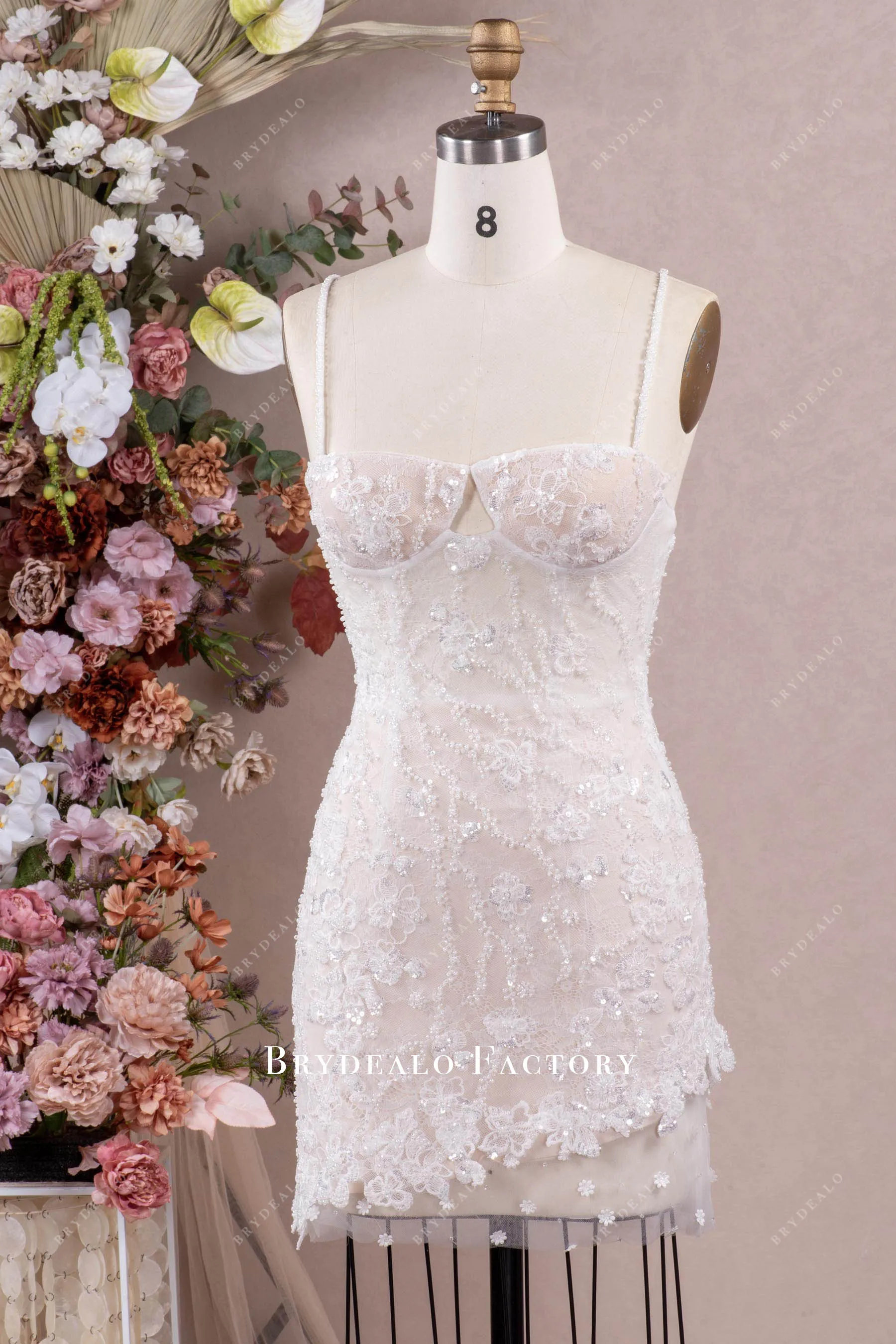 Spaghetti Straps Lace Corset Convertible Tulle Wedding Dress