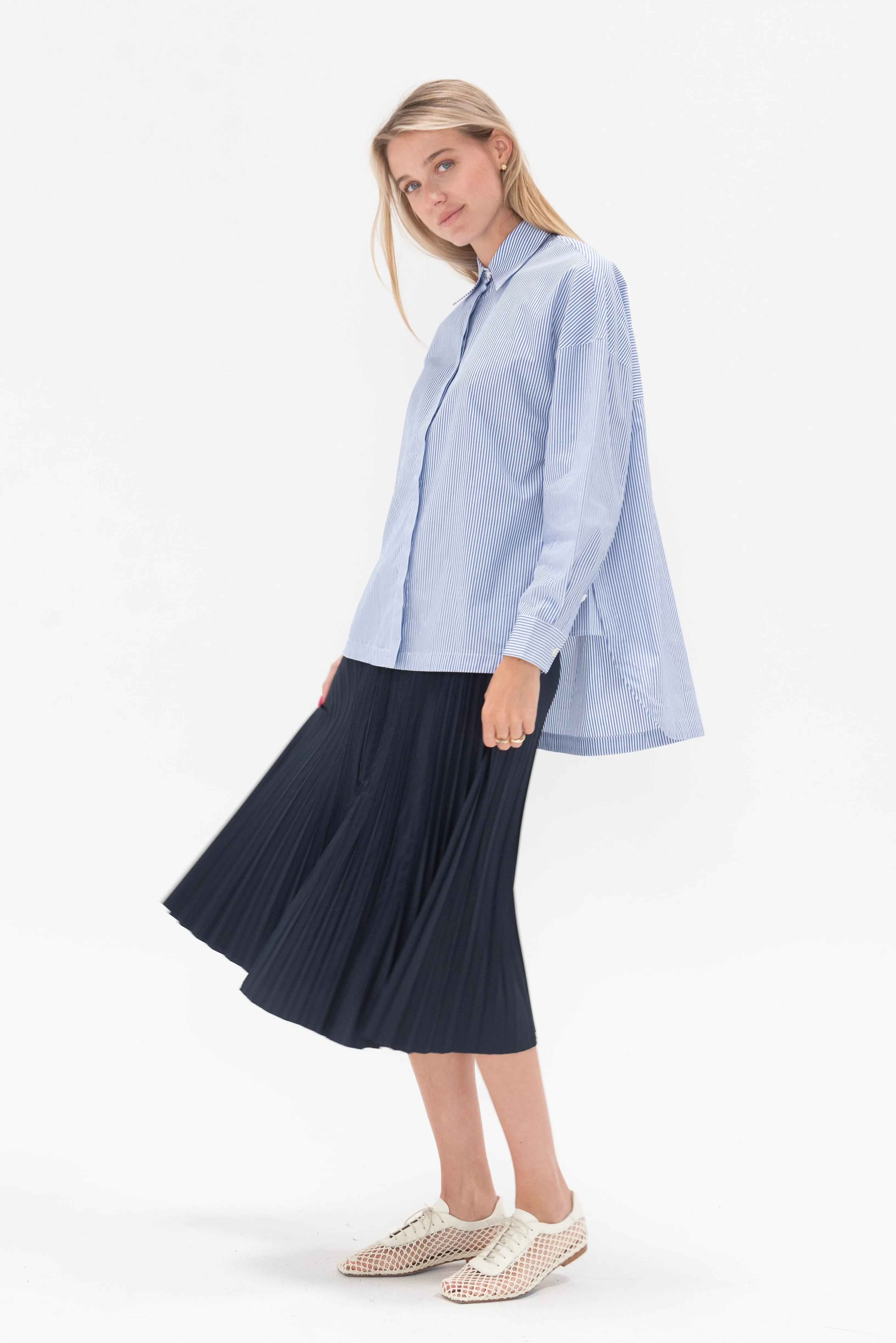 Striped Shirting Gabe Oversized Shirt, Blue Multi