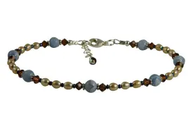 Topaz Blue Lace Agate Gemstone Beaded Anklet