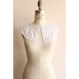 Vintage 1980s White Detachable Collar in Battenburg Lace