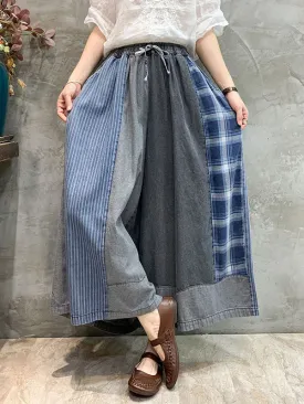 Wide Leg Split-Joint Striped Casual Pants Bottoms Jean Pants Bottoms