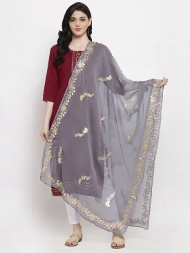 Women'S Grey Gotta Patti Chiffon Dupatta